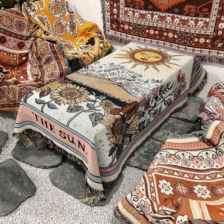 Olivenorma Tarot Card "THE SUN" Print Tassels Woven Blanket - image 14