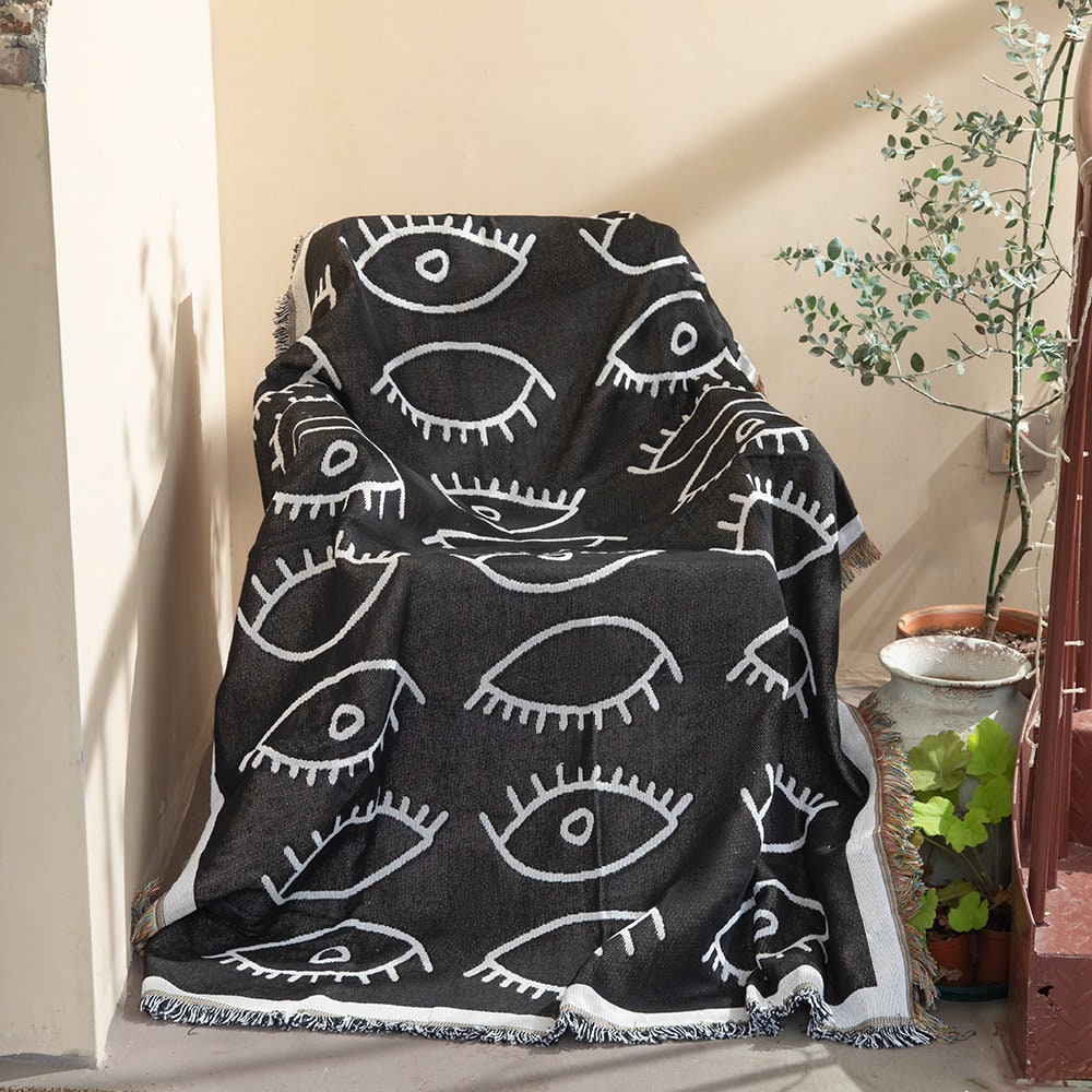 Olivenorma Tarot Magic Black Evil Eye Tapestry Blanket - image 1