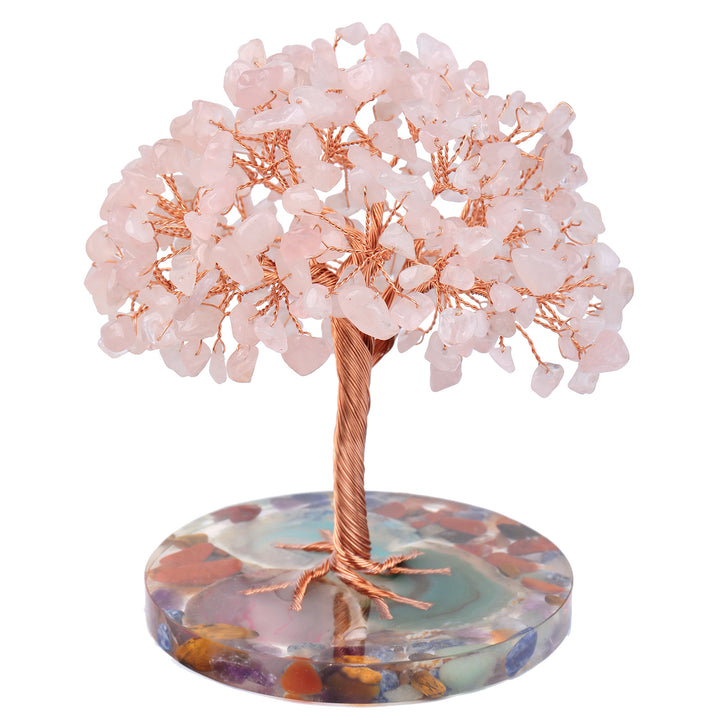Olivenorma Round Agate Piece Base Healing Crystal Feng Shui Tree - Rose Quartz - image 10