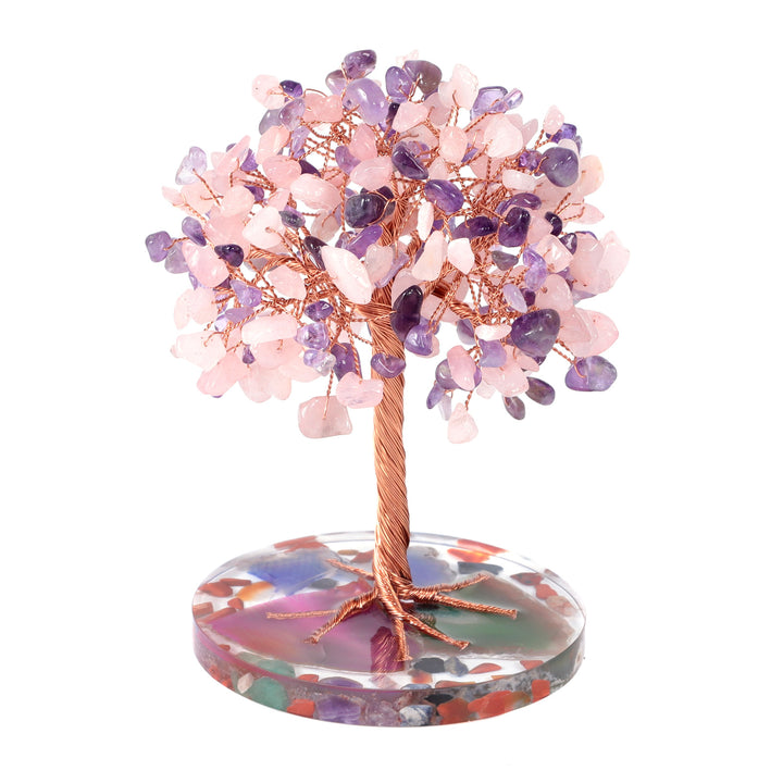 Olivenorma Round Agate Piece Base Healing Crystal Feng Shui Tree - Amethyst&Rose Quartz - image 28