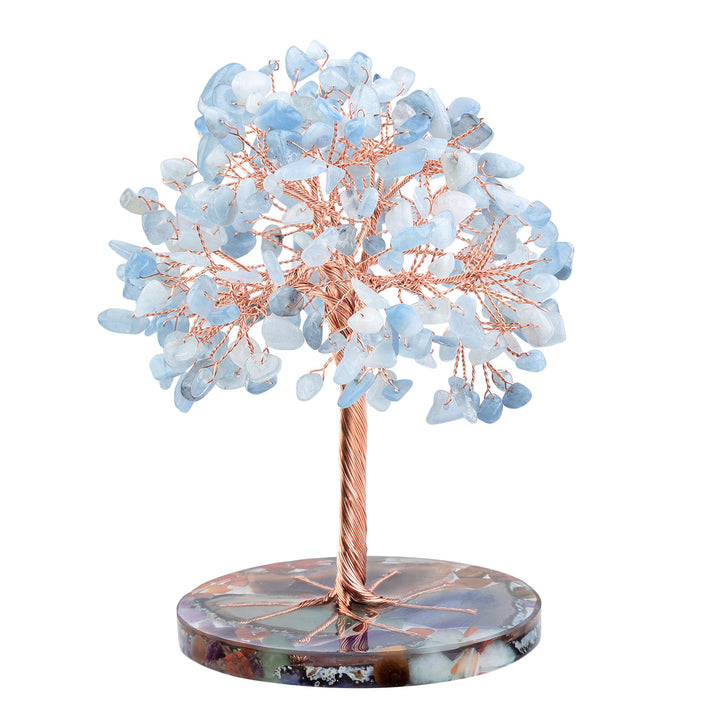 Olivenorma Round Agate Piece Base Healing Crystal Feng Shui Tree - Aquamarine - image 15