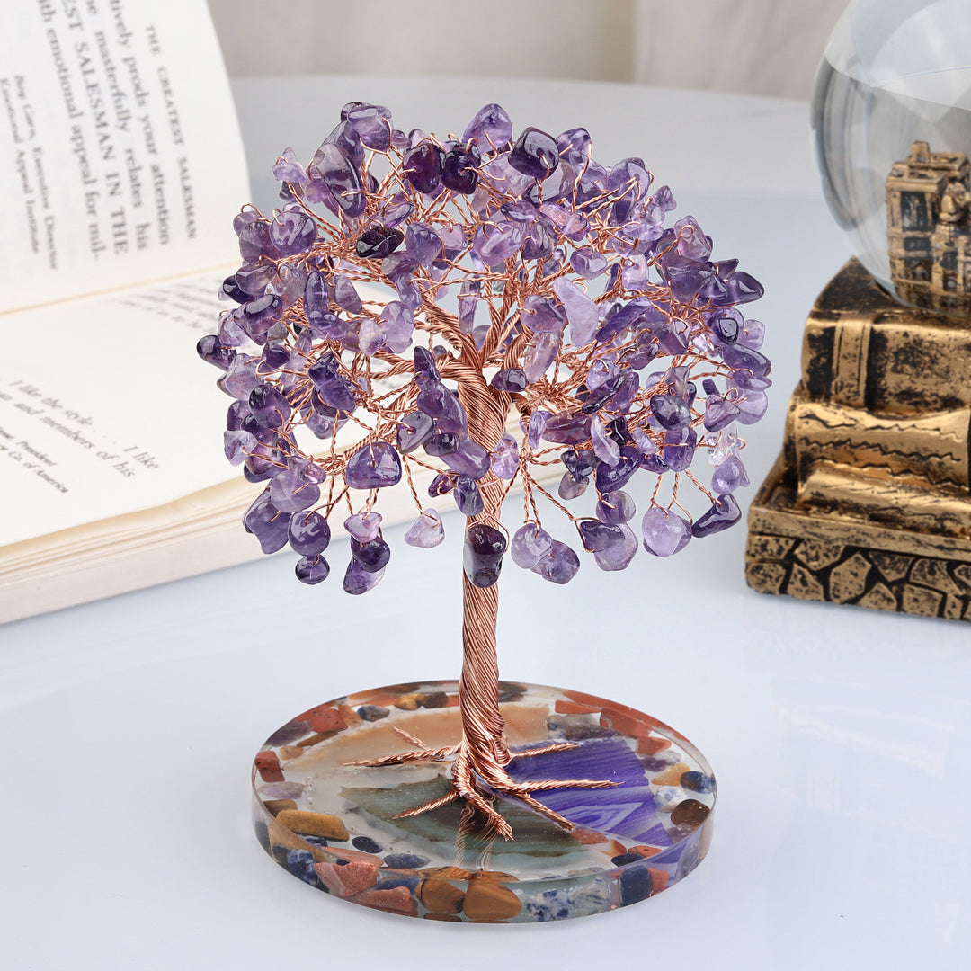 Olivenorma Round Agate Piece Base Healing Crystal Feng Shui Tree - image 0