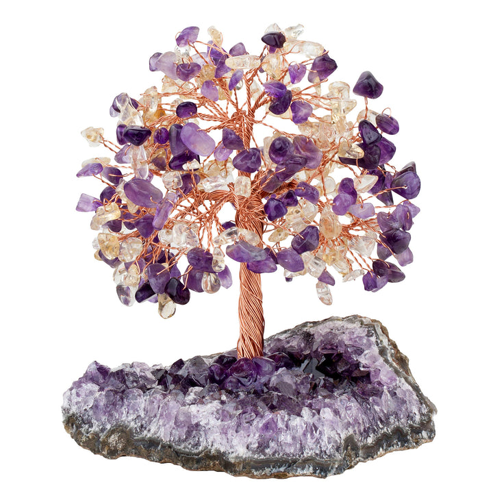 Olivenorma Natural Amethyst Flower Irregular Base Feng Shui Tree - Amethyst&Citrine - image 0