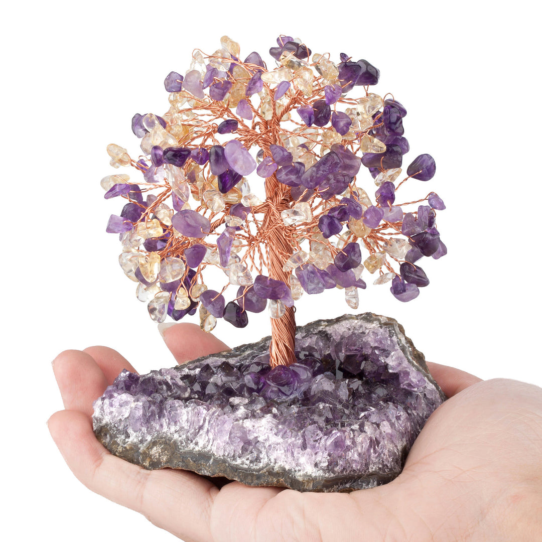 Olivenorma Natural Amethyst Flower Irregular Base Feng Shui Tree - image 1