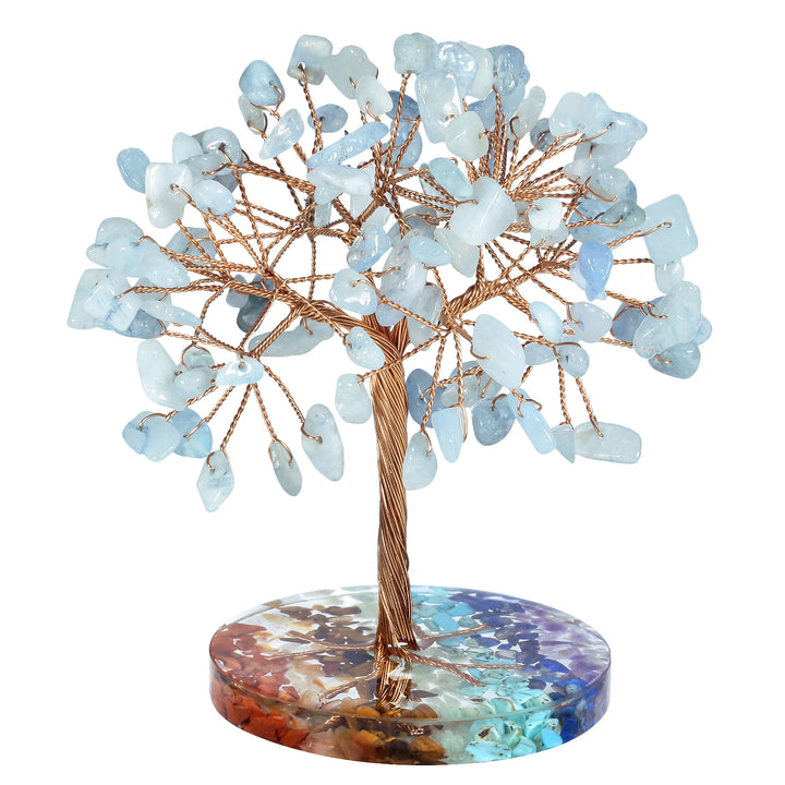 Olivenorma Chakra Gravel Round Base Feng Shui Tree - Aquamarine - image 3