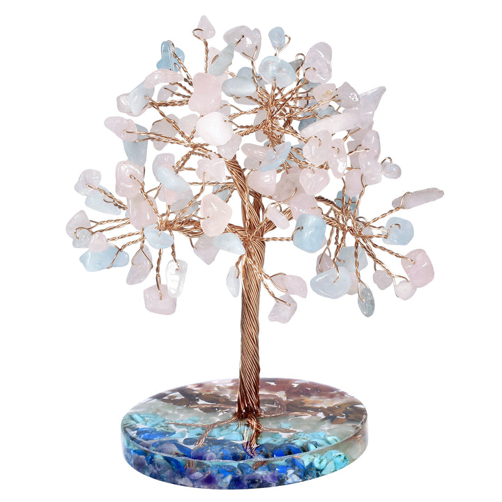 Olivenorma Chakra Gravel Round Base Feng Shui Tree - Aquamarine&Rose Quartz - image 31