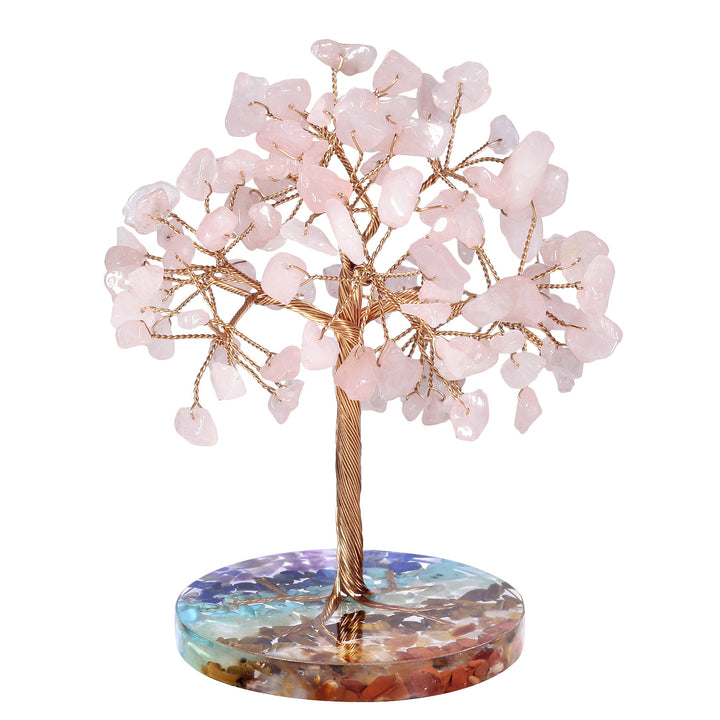 Olivenorma Chakra Gravel Round Base Feng Shui Tree - Rose Quartz - image 8