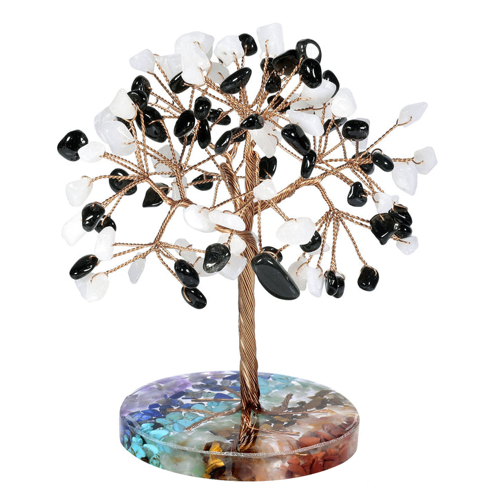 Olivenorma Chakra Gravel Round Base Feng Shui Tree - Obsidian&White Jade - image 25