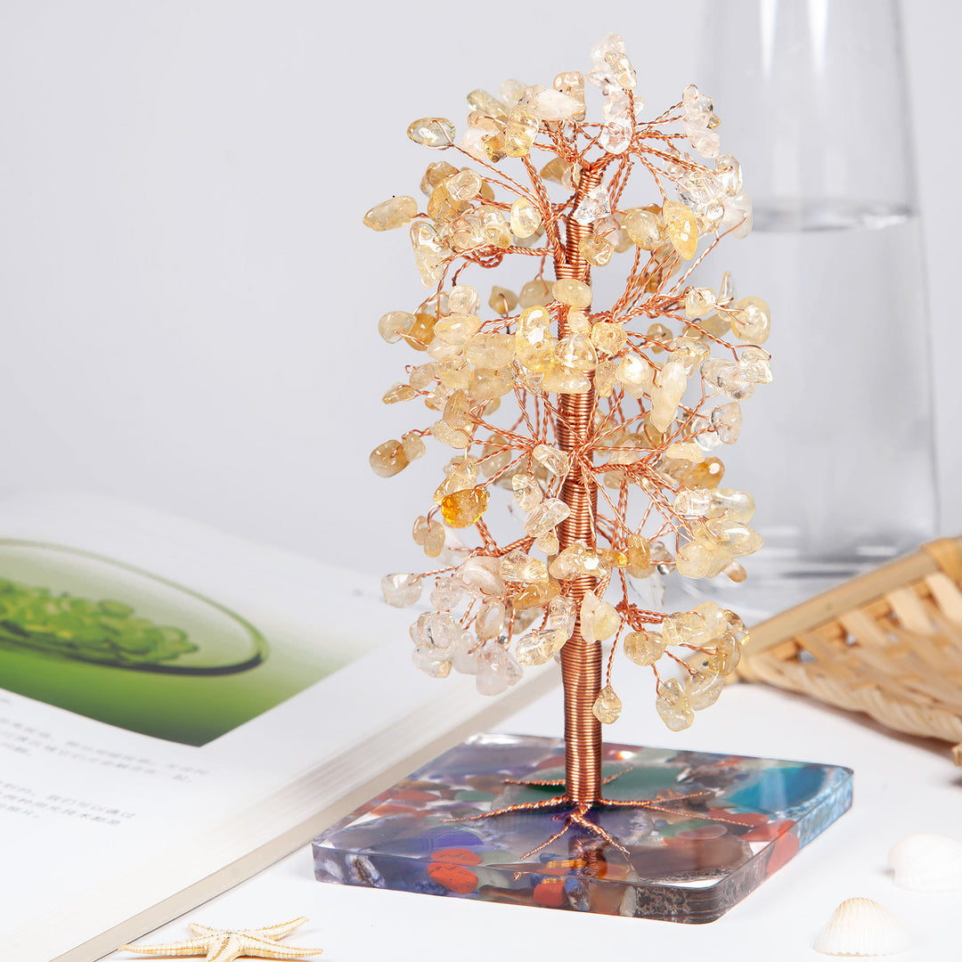 Olivenorma Colored Agate Square Base Feng Shui Tree - Citrine - image 6