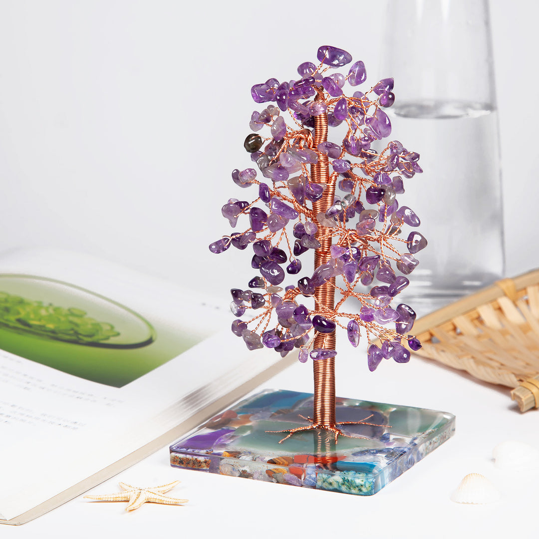 Olivenorma Colored Agate Square Base Feng Shui Tree - Amethyst - image 2