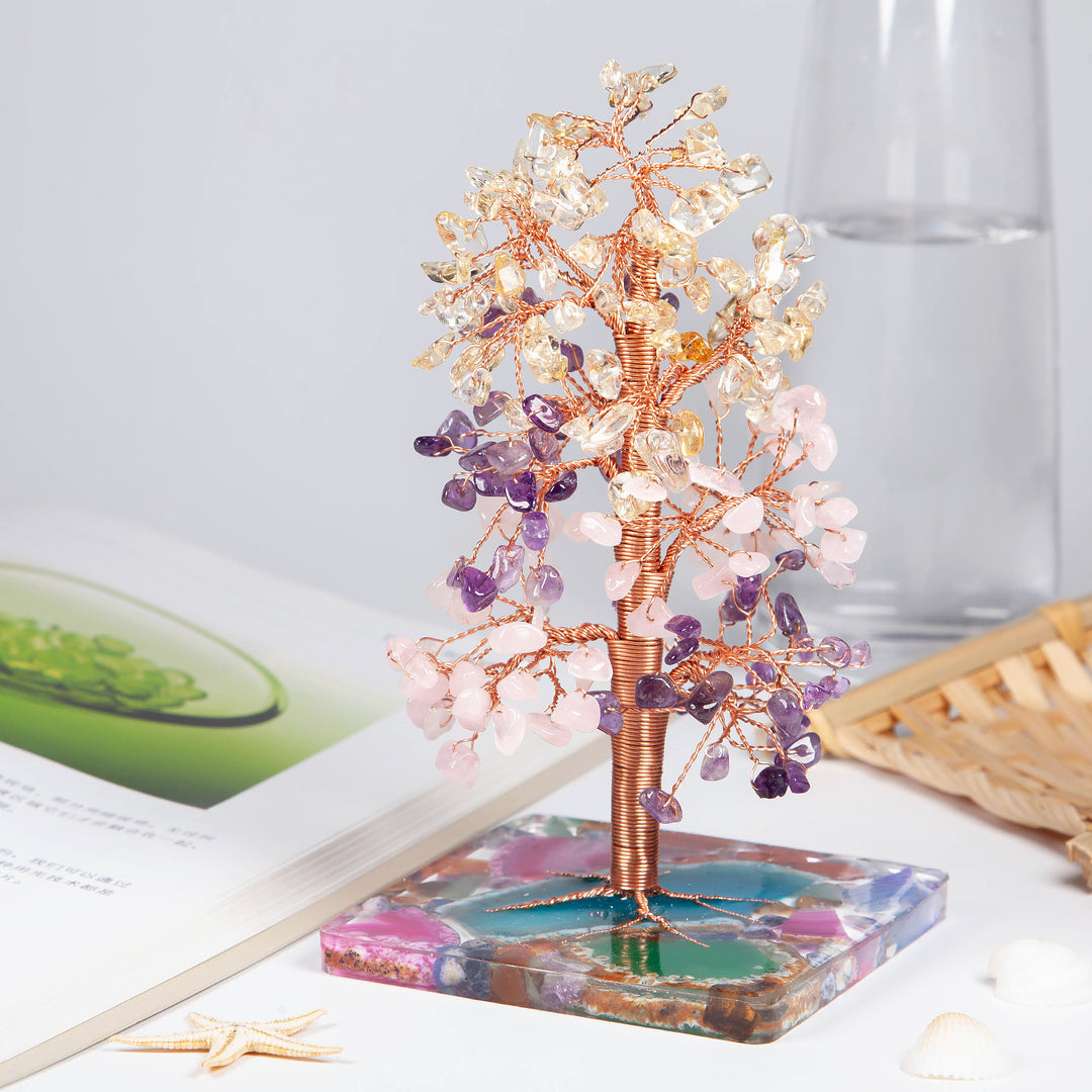 Olivenorma Colored Agate Square Base Feng Shui Tree - image 16