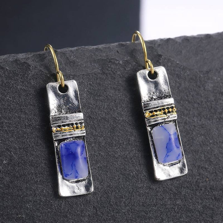 Olivenorma Vintage Bohemian Blue Moonstone Earrings - Blue Moonstone - image 0