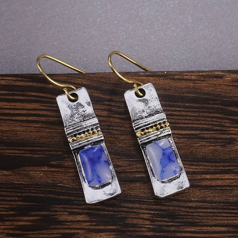 Olivenorma Vintage Bohemian Blue Moonstone Earrings - image 2