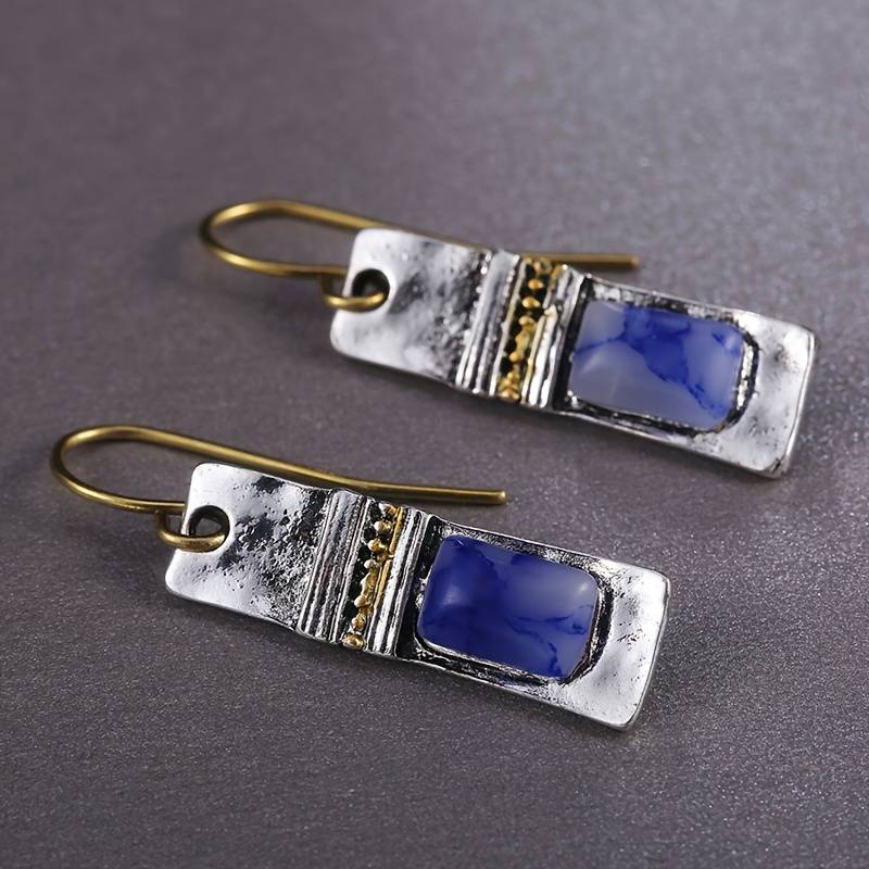 Olivenorma Vintage Bohemian Blue Moonstone Earrings - image 3
