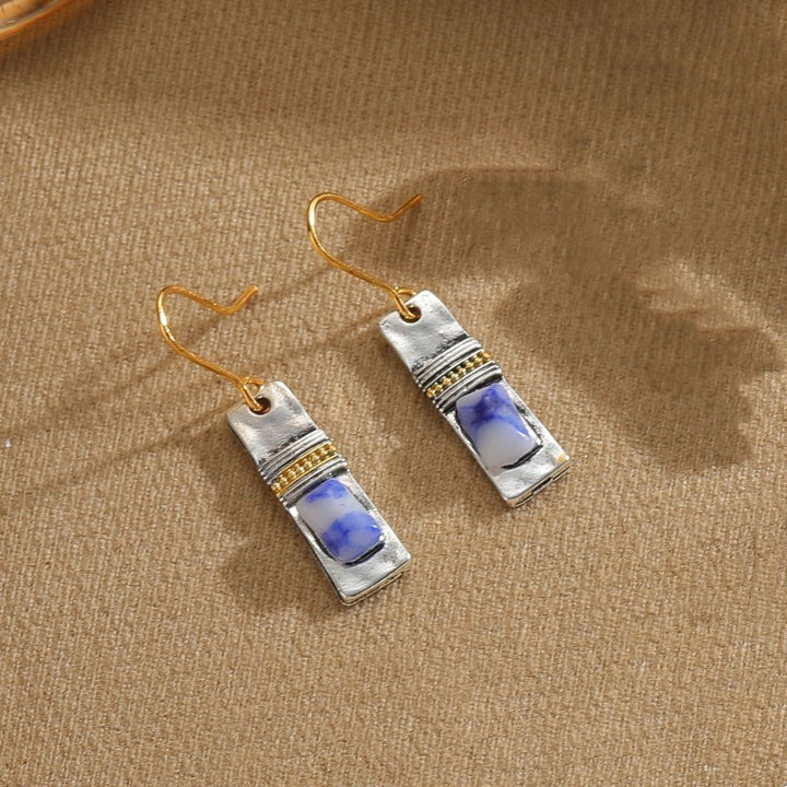 Olivenorma Vintage Bohemian Blue Moonstone Earrings - image 5