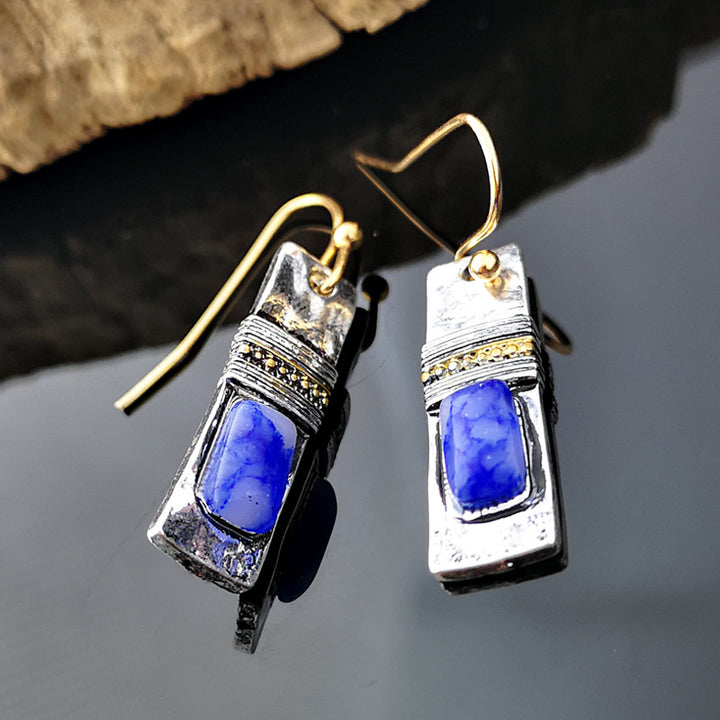 Olivenorma Vintage Bohemian Blue Moonstone Earrings - image 6