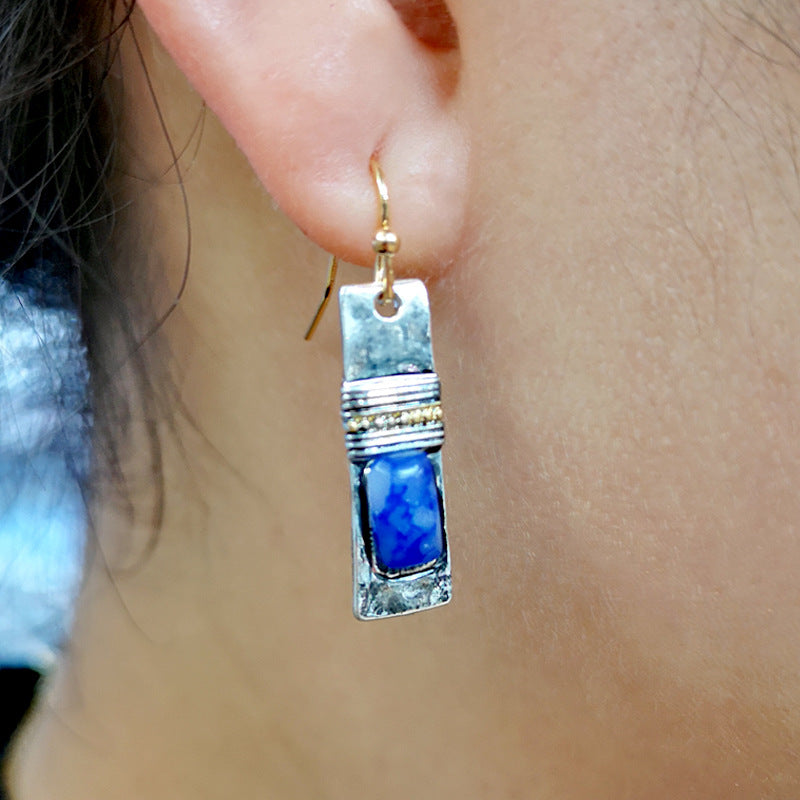 Olivenorma Vintage Bohemian Blue Moonstone Earrings - image 1