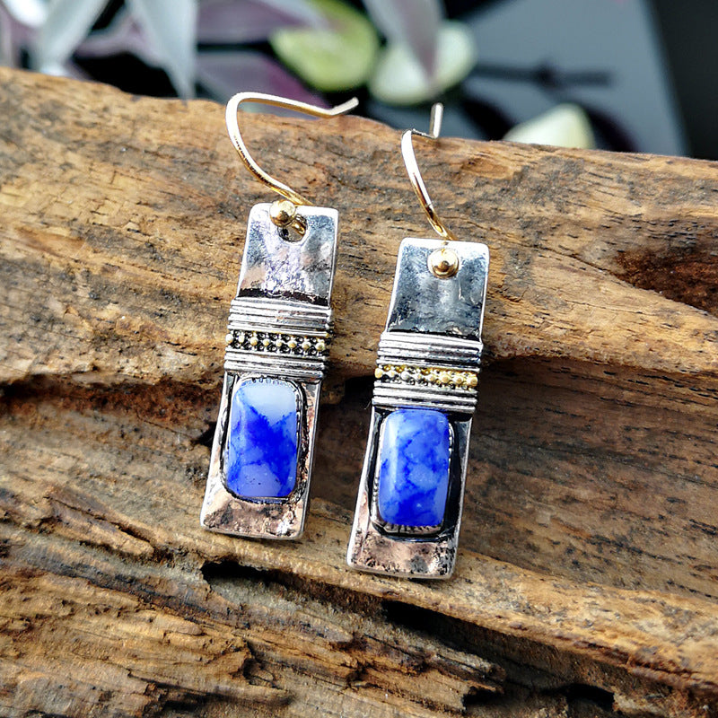 Olivenorma Vintage Bohemian Blue Moonstone Earrings - image 9