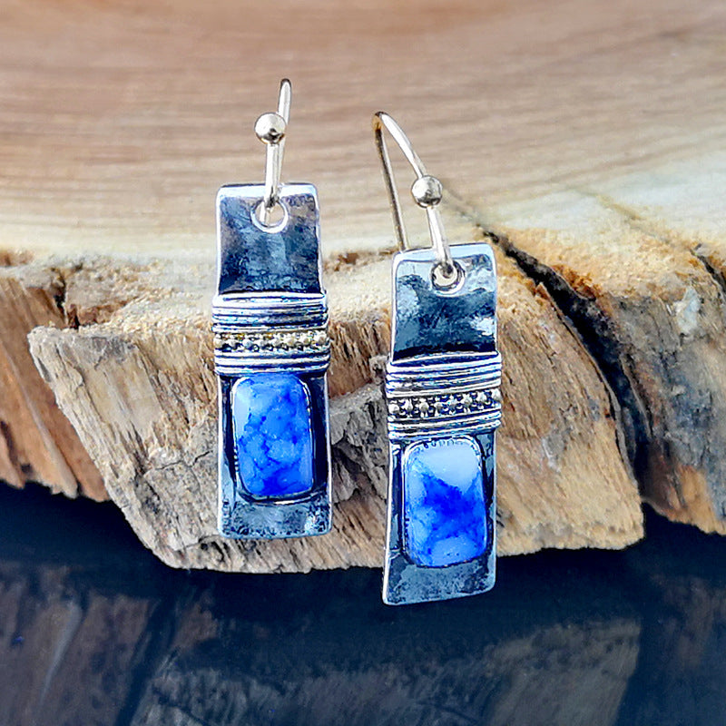 Olivenorma Vintage Bohemian Blue Moonstone Earrings - image 8