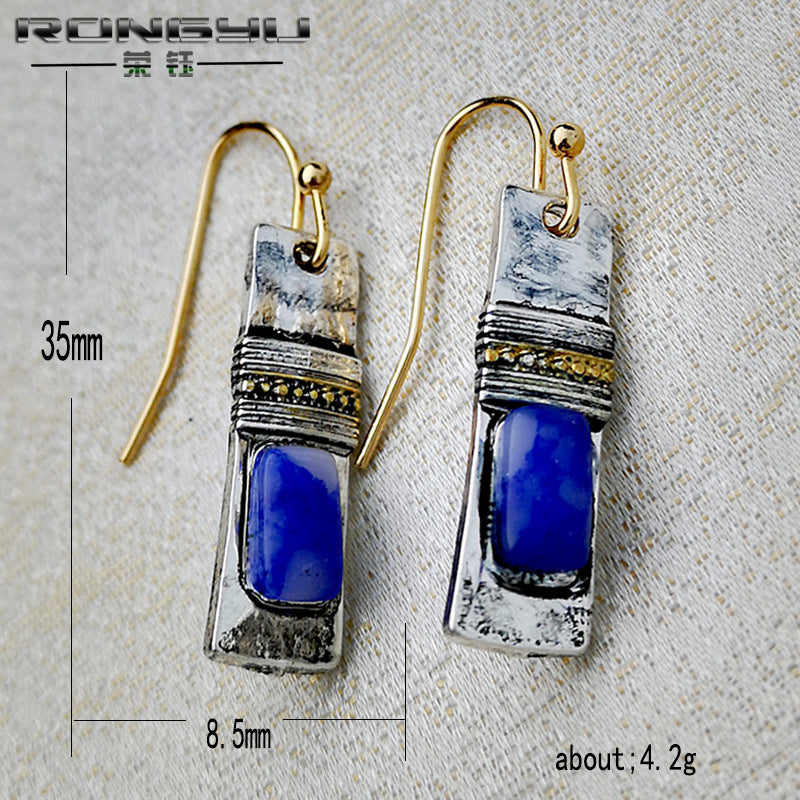 Olivenorma Vintage Bohemian Blue Moonstone Earrings - image 10