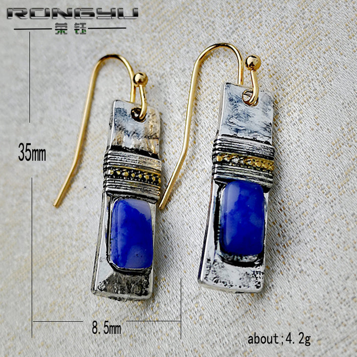 Olivenorma Vintage Bohemian Blue Moonstone Earrings - image 10
