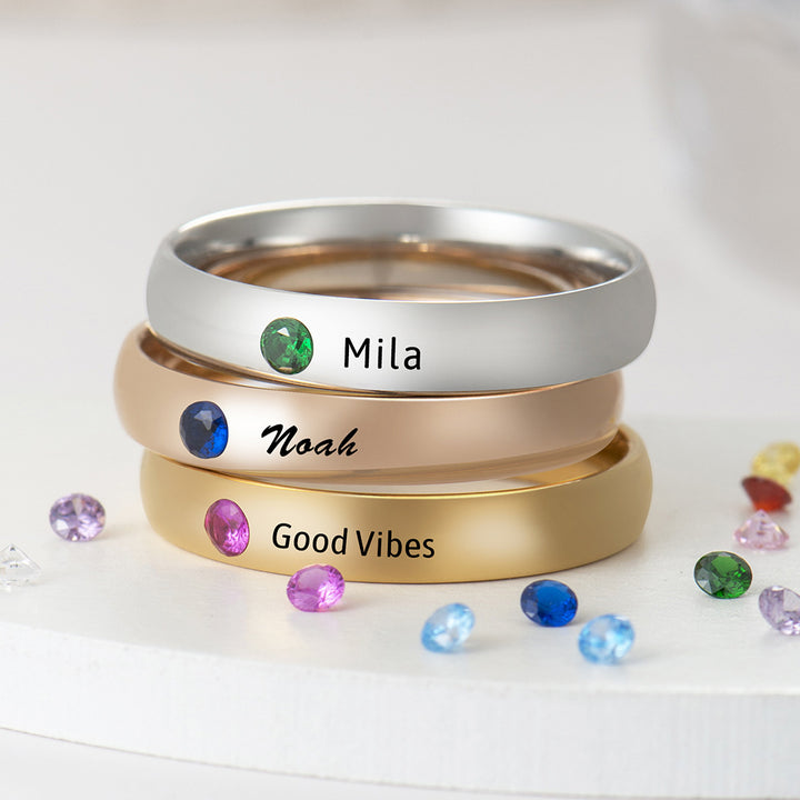 Olivenorma Birthstone Simple Ring Engraved Ring - image 0