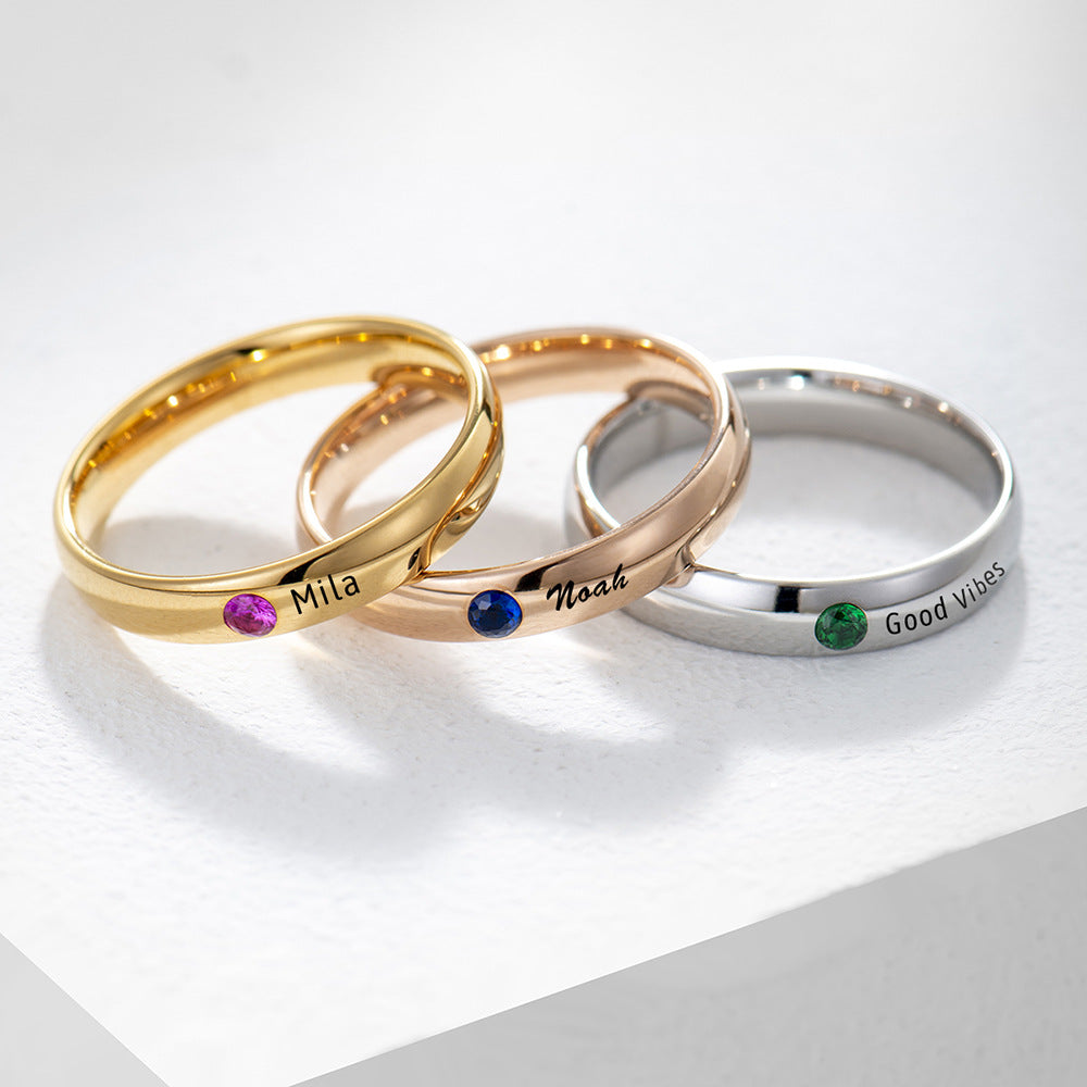 Olivenorma Birthstone Simple Ring Engraved Ring - image 7