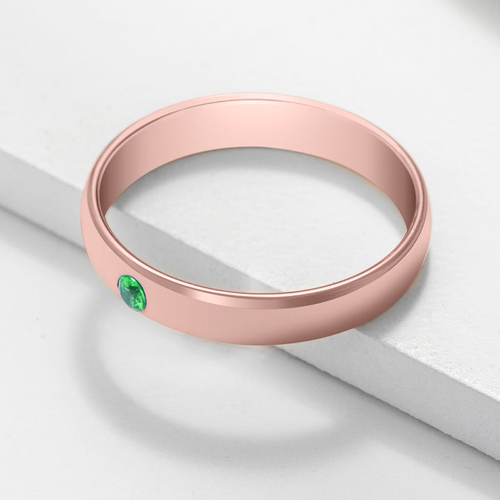 Olivenorma Birthstone Simple Ring Engraved Ring - 11 - Rose Gold - 1 Birthstone - image 3