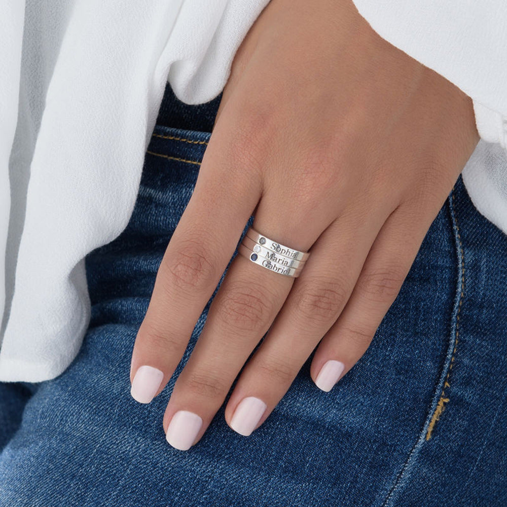 Olivenorma Birthstone Simple Ring Engraved Ring - image 5