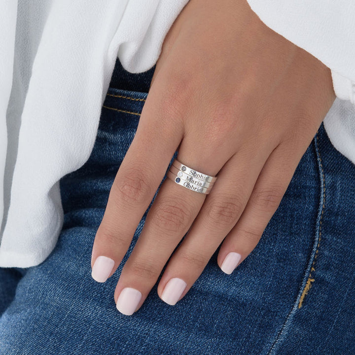 Olivenorma Birthstone Simple Ring Engraved Ring - image 5