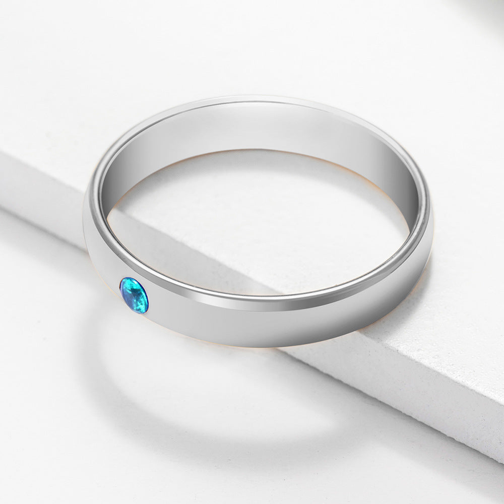 Olivenorma Birthstone Simple Ring Engraved Ring - 11 - Silver - 1 Birthstone - image 2