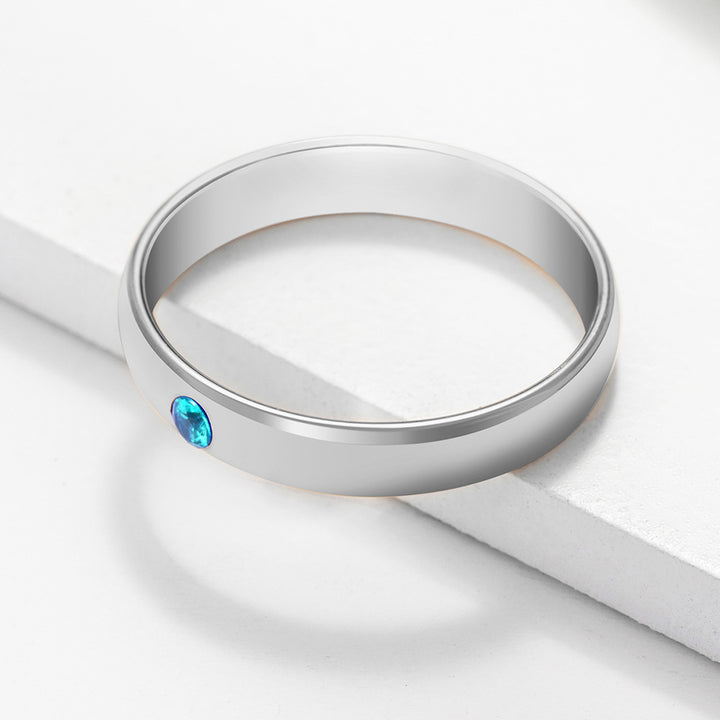 Olivenorma Birthstone Simple Ring Engraved Ring - 11 - Silver - 1 Birthstone - image 2