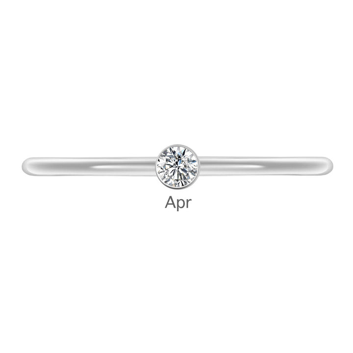 Olivenorma Birthstone Stacking Stainless Steel Thin Ring - 10 - Silver - April-Simulated Diamond - image 14