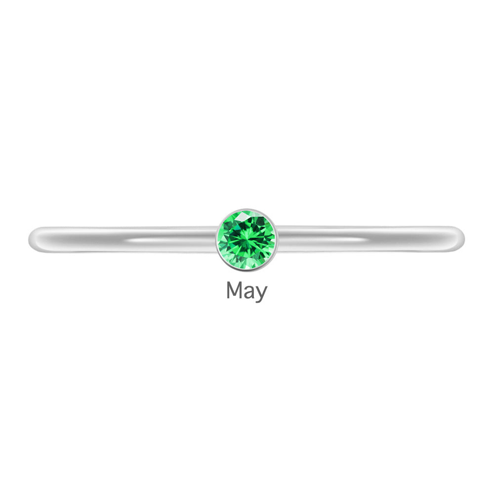 Olivenorma Birthstone Stacking Stainless Steel Thin Ring - 10 - Silver - May-Emerald - image 18