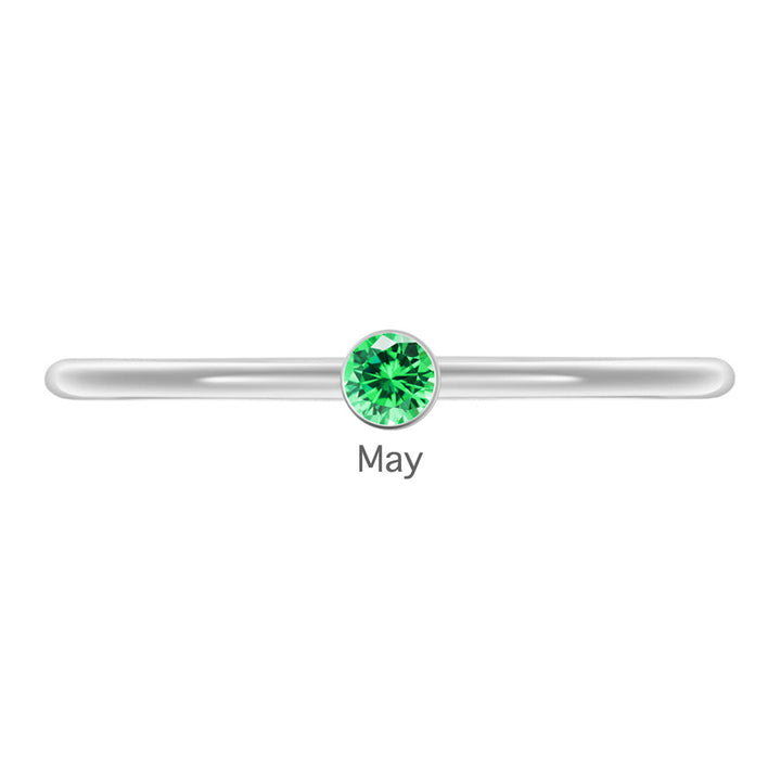 Olivenorma Birthstone Stacking Stainless Steel Thin Ring - 10 - Silver - May-Emerald - image 18