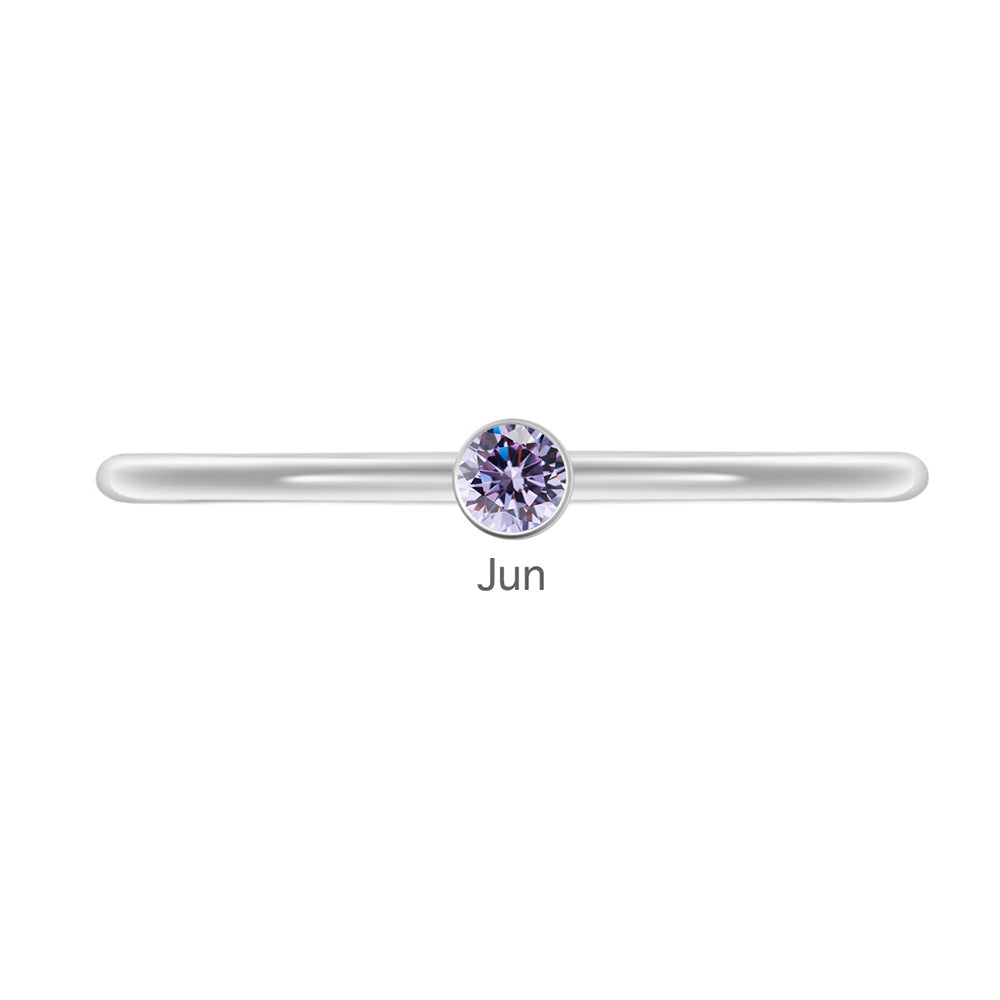 Olivenorma Birthstone Stacking Stainless Steel Thin Ring - 10 - Silver - June-Alexandrite - image 22