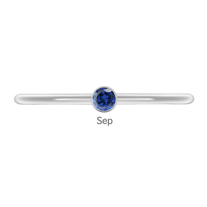 Olivenorma Birthstone Stacking Stainless Steel Thin Ring - 10 - Silver - September-Sapphire - image 34