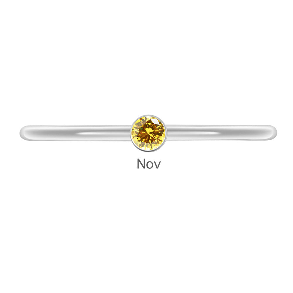 Olivenorma Birthstone Stacking Stainless Steel Thin Ring - 10 - Silver - November-Citrine - image 42