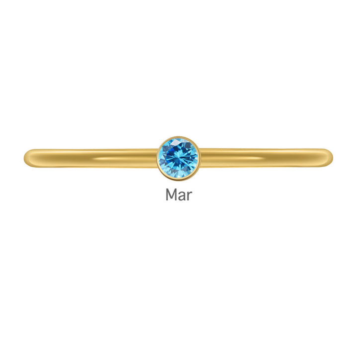 Olivenorma Birthstone Stacking Stainless Steel Thin Ring - 10 - Golden - March-Aquamarine - image 11