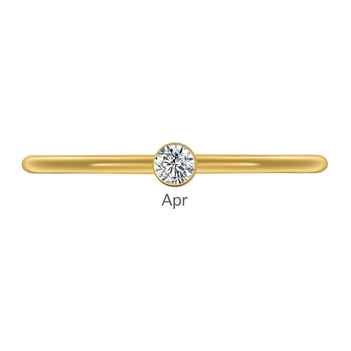 Olivenorma Birthstone Stacking Stainless Steel Thin Ring - 10 - Golden - April-Simulated Diamond - image 15