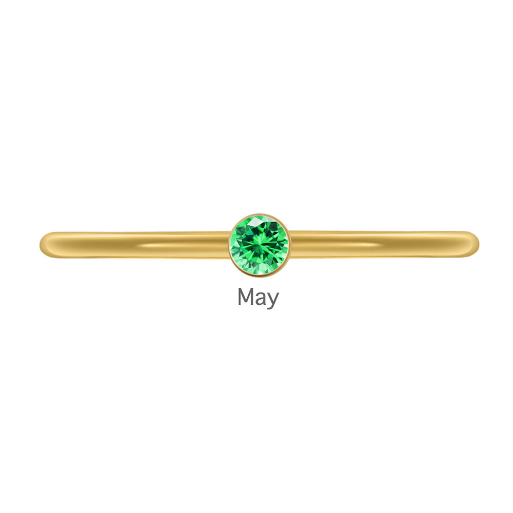 Olivenorma Birthstone Stacking Stainless Steel Thin Ring - 10 - Golden - May-Emerald - image 19