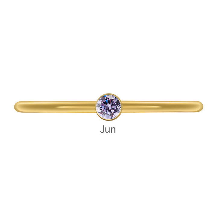Olivenorma Birthstone Stacking Stainless Steel Thin Ring - 10 - Golden - June-Alexandrite - image 23