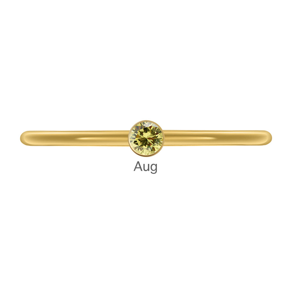 Olivenorma Birthstone Stacking Stainless Steel Thin Ring - 10 - Golden - August-Peridot - image 31