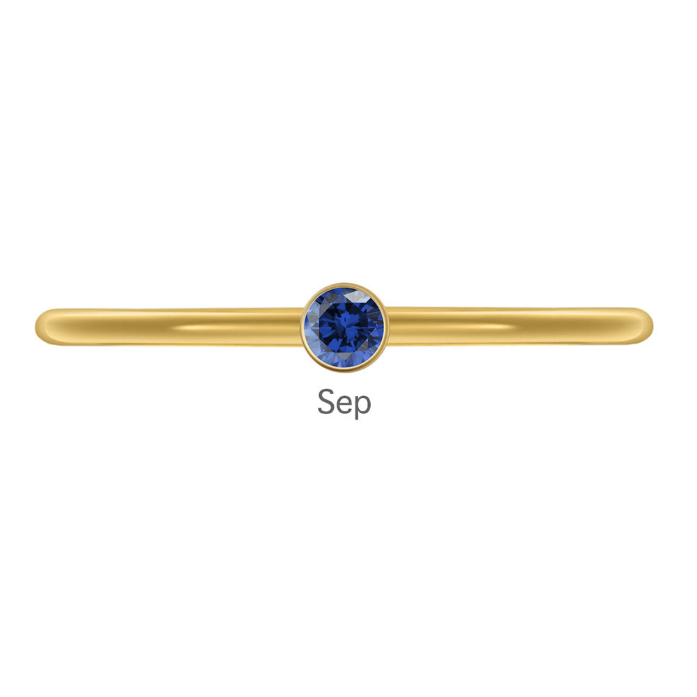 Olivenorma Birthstone Stacking Stainless Steel Thin Ring - 10 - Golden - September-Sapphire - image 35