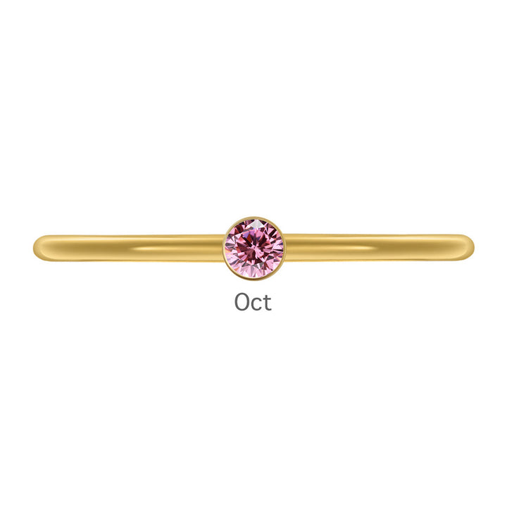 Olivenorma Birthstone Stacking Stainless Steel Thin Ring - 10 - Golden - October-Tourmaline - image 39