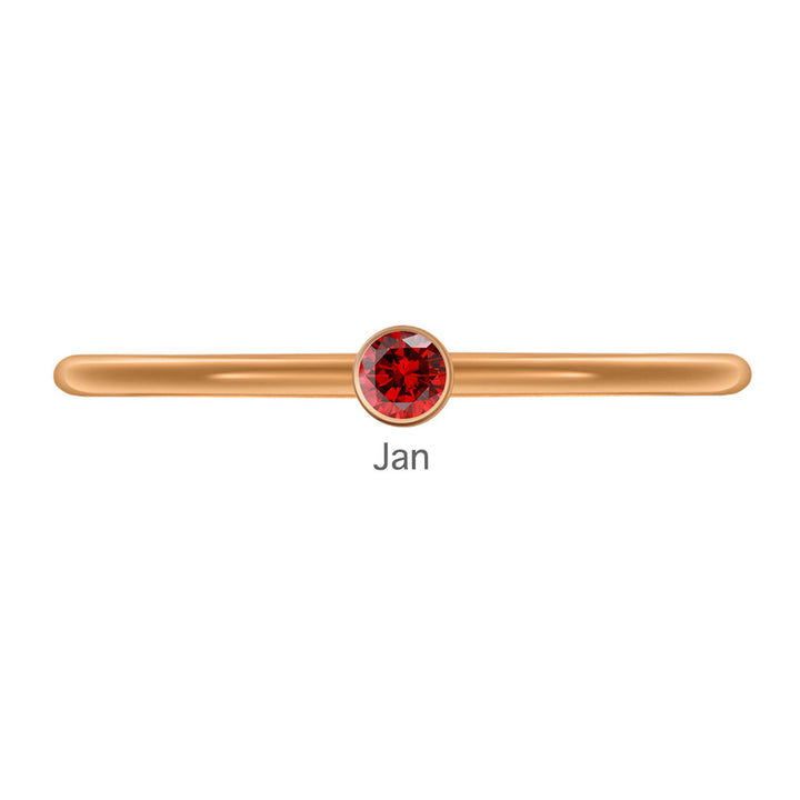 Olivenorma Birthstone Stacking Stainless Steel Thin Ring - 10 - Rose Gold - January-Garnet - image 4