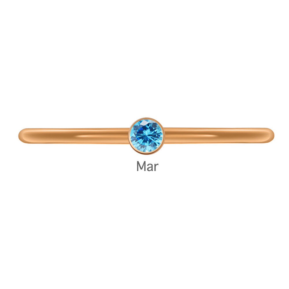 Olivenorma Birthstone Stacking Stainless Steel Thin Ring - 10 - Rose Gold - March-Aquamarine - image 12