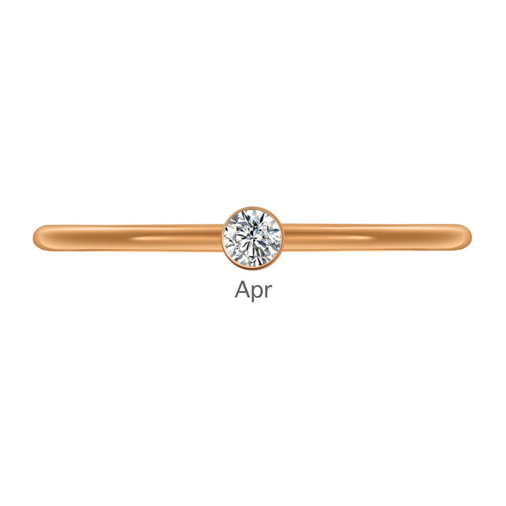 Olivenorma Birthstone Stacking Stainless Steel Thin Ring - 10 - Rose Gold - April-Simulated Diamond - image 16