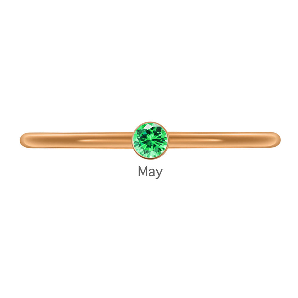 Olivenorma Birthstone Stacking Stainless Steel Thin Ring - 10 - Rose Gold - May-Emerald - image 20