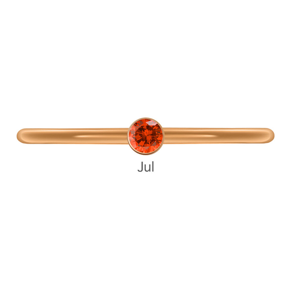 Olivenorma Birthstone Stacking Stainless Steel Thin Ring - 10 - Rose Gold - July-Ruby - image 28